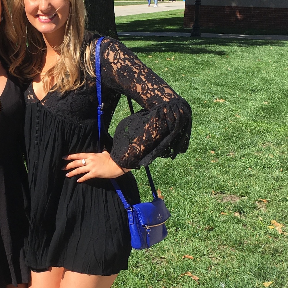 Black lace long sleeve dress